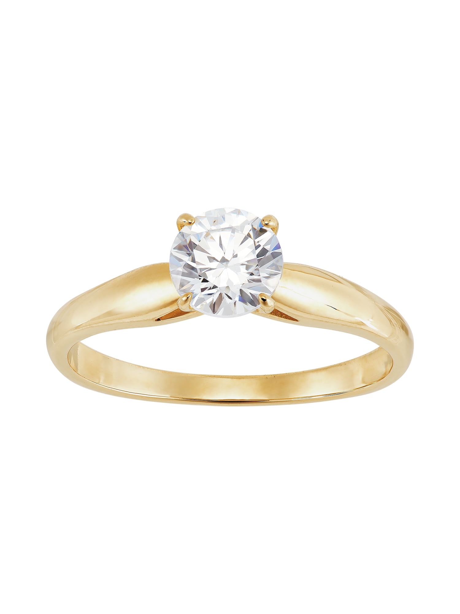 10k Yellow Gold CZ Princess Cut Solitaire Engagement Ring 