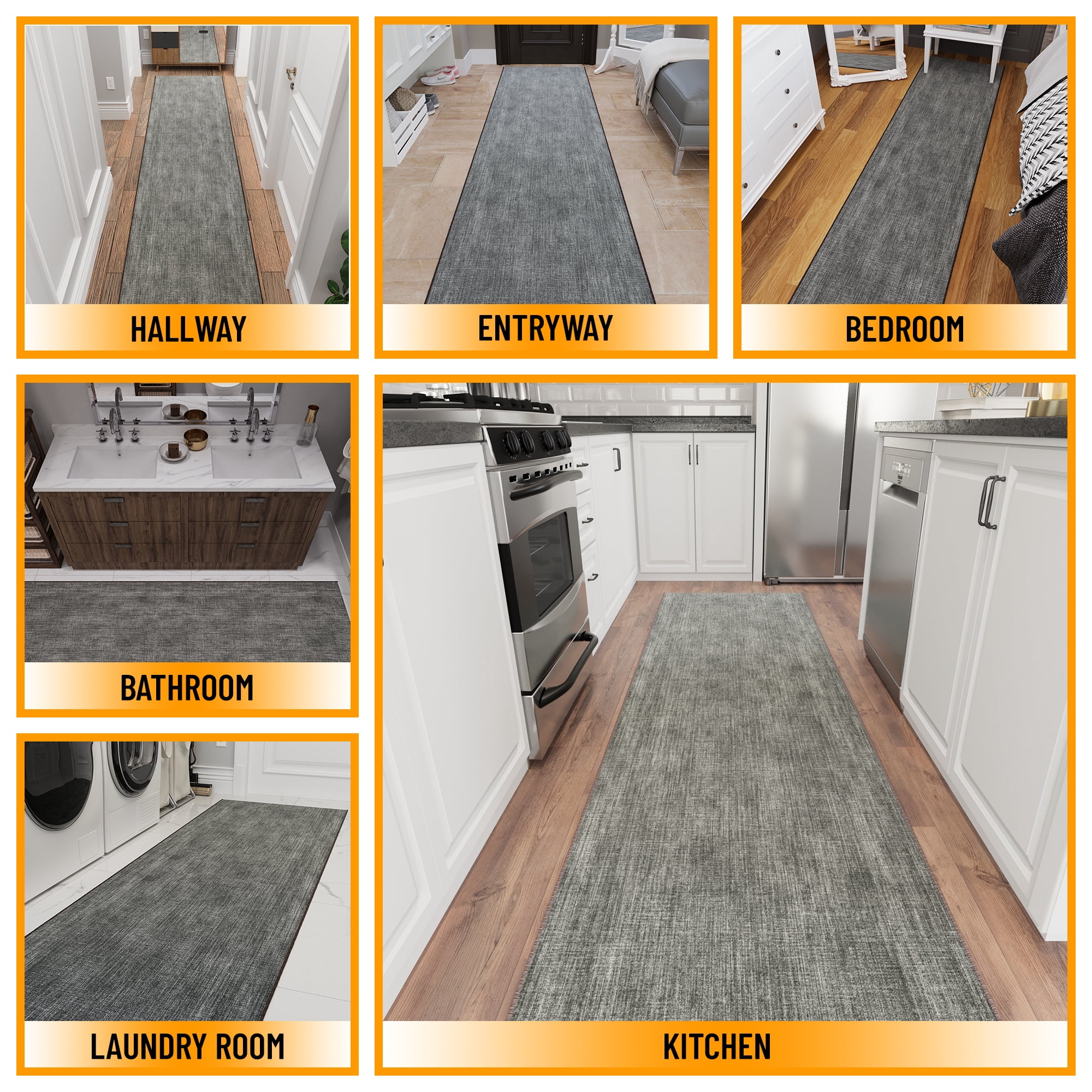 Ottomanson Aisle Runner Rug 2'7" x 49' Soft Non-Slip Indoor Rug, Solid Brown