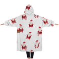 thumbnail image 2 of Oversized Wearable Blanket Hoodie,White Christmas Santa Pattern Sherpa Blanket Hoodie with Super Pockets,Super Warm Fuzzy Pullover for Women & Men, 2 of 6