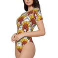 thumbnail image 2 of Lsque Cartoon Sunflowers Women's Crew Neck Short Sleeve Bodysuit Basic T Shirts Tops Onesie Adult Cute Pajama-Medium, 2 of 8
