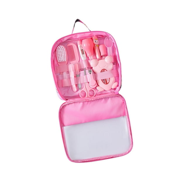 Kit de aseo para niños,Kit de cuidado y cuidado para bebés,juego de cortaúñas,Kit de cuidado de guardería Cortaúñas para niños Cuidado del bebé,Dispensador,Productos de cepillo y Rosa