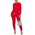 thumbnail image 2 of Femmes?S Ensemble de Manches Longues Fluorescent Solide Classique Col Rond Serré Haut Plissé Slim-fit Pantalon d'Exercice, 2 of 6