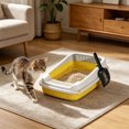 thumbnail image 6 of Semi Enclosed Splash Proof Kitten Litter Box, Pet Poop Toilet with Matching Litter Shovel, Low Entry Cat Litter Basin, Easy Clean Indoor Pet Supplies for Young Kitten Daily Potty Use-(Yellow), 6 of 6