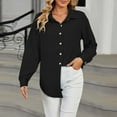 thumbnail image 4 of Yuzhih Button down Shirts for Women Casual Long Sleeve Shirt Textured Loose Collared V Neck Blouse Tops, 4 of 7