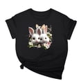 thumbnail image 1 of Tops de Cuello Alto para las Mujeres Amante Impreso Camiseta Cuello Redondo Manga Corta, Poliéster Spandex, 1 of 7