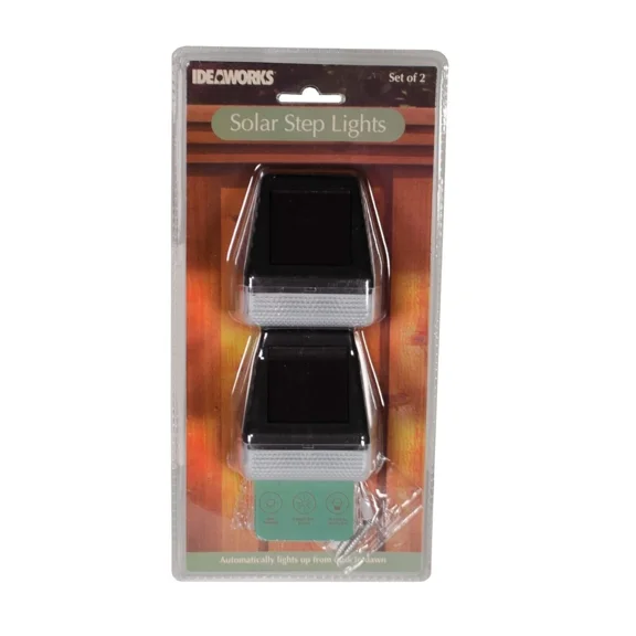 PURELY- Set Of 2 Solar Led Step Lights Outdoor Garden Deck Fence Patio New