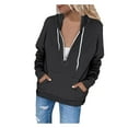 thumbnail image 2 of Luowei Women's Hooded Christmas Coat, Black Women's Christmas Fashion Coat, Womens Hoodie Full Zip Long Sleeve Lightweight Sweatshirts Pockets Jacket Coat, XL, 2 of 8