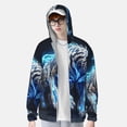 thumbnail image 3 of Picia Futuristic Blue Light White Tiger Women's Men's UPF 50+ Sun Protection Hoodie Shirt Long Sleeve SPF Fishing Outdoor UV Hiking Lightweight Shirts-X-Large, 3 of 9
