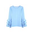 thumbnail image 3 of Finex Women's Long Sleeve Ruffled Crew Neck Blouse Tops, 3 of 4