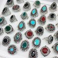 thumbnail image 2 of K-KED 30pcs Wholesale Lots Mixed Color Natural Stone Delicate Jewelry Silver Plated Women Rings, 2 of 8
