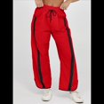thumbnail image 4 of Pantalones Deportivos Holgados de Pierna para Mujer, Informales, con Cordón Ajustable y Cintura Elástica, en Colores Contrastantes, Estilo Y2K. Rojo M, 4 of 7
