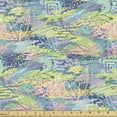 thumbnail image 1 of Abstract Fabric by the Yard Upholstery, Modern Quirky Colorful Random Brush Strokes Stripes and Leaves Geometric Drawing, Decorative Fabric for DIY and Home Accents, Multicolor by Ambesonne, 1 of 5
