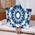 thumbnail image 5 of Blue Tie Dye Mandala Pattern Hooded Bath Towel，50"x30" for Ages 3 To 12 Kids, Quick Dry Lightweight Soft Microfiber Hood Beach Towel Cover Up for Kids, 5 of 7