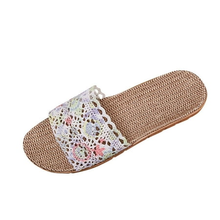 

Youmylove Slide Slippers Fashion Women Breathable Bohemia Beach Slip On Shoes Flats Casual Sandals Comfort Cozy Leisure Daily Walking