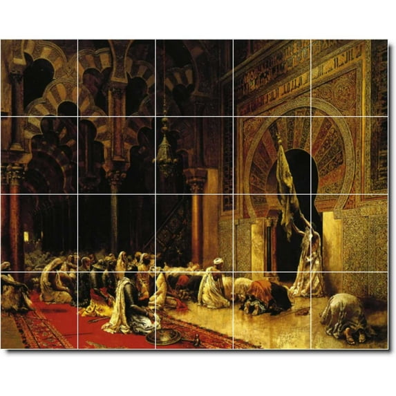 Ceramic Tile Mural-Edwin Weeks Historical Wall Tile Mural 7. 40" w x 32" h using (20) 8 x 8 ceramic tiles