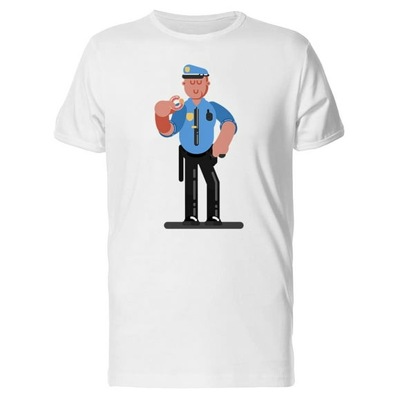 Officer Eating Donut Doodle Tee Men's -Image by Shutterstock