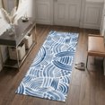 thumbnail image 3 of Hallway Runner Rug 2'x6', Blue Striped Kitchen Runner Rugs Non-Slip Carpet Mats, Coastal Modern Abstract Stripes Aesthetic Bedside Rugs Runners Washable Floor Carpet for Bathroom Laundry Room, 3 of 8