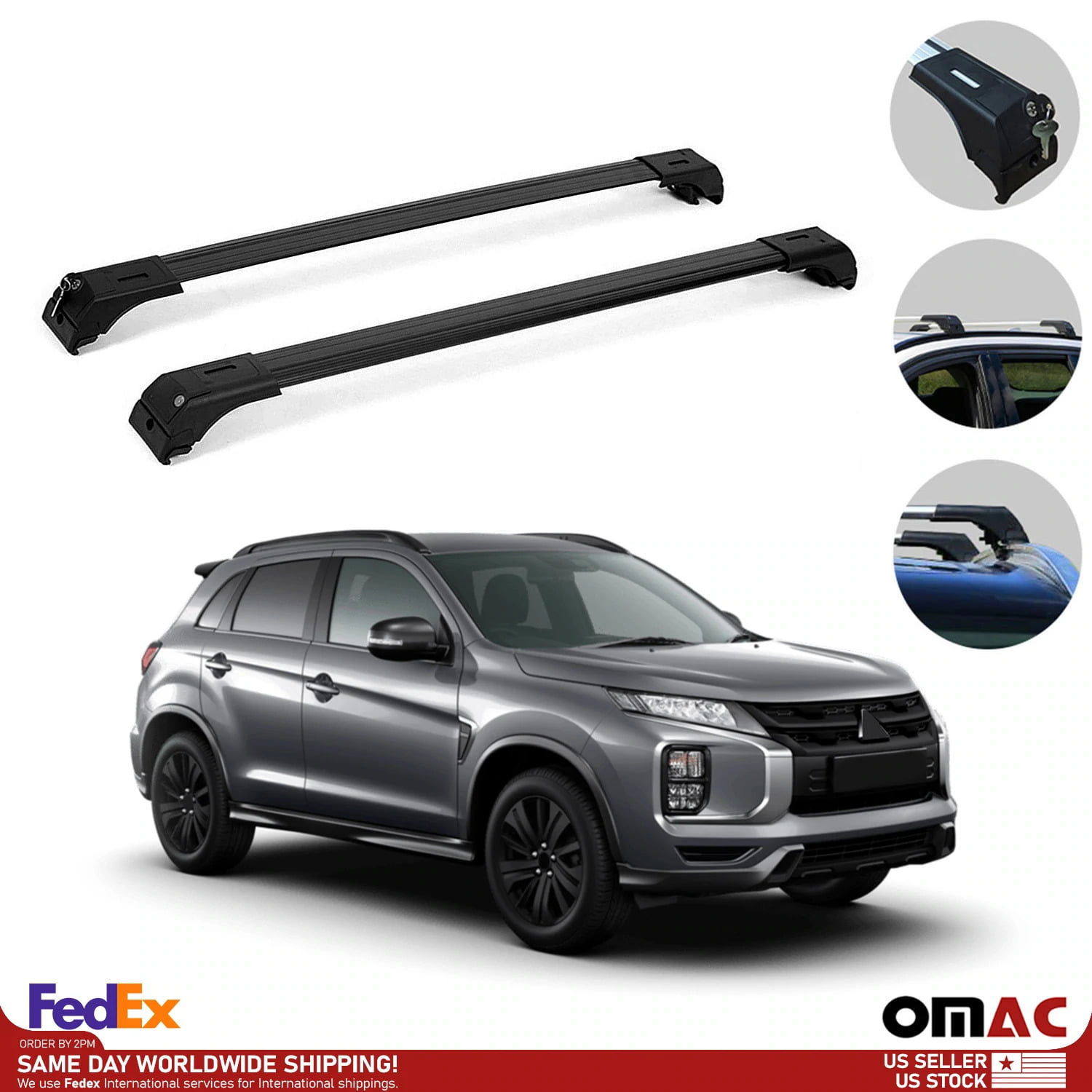 Roof Rack Cross Bars Luggage Carrier Silver for Mitsubishi Outlander 2014-2022