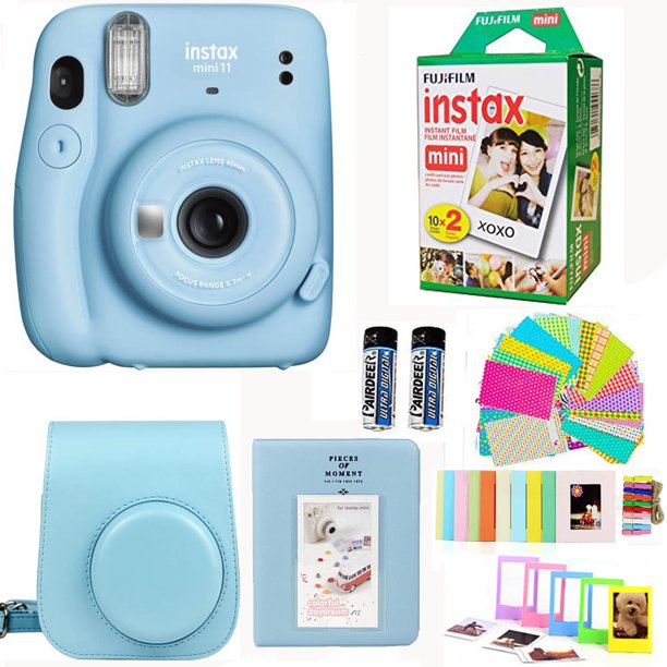 AIDS in het geheim Uitstekend Fujifilm Instax Mini 11 Sky Blue Camera with Fuji Instant Film Twin Pack (20  Pictures) + Blue Case with Strap, Album, Stickers, and More Accessories  Bundle - Walmart.com
