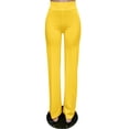 thumbnail image 5 of AWXNJUX Womens Casual Pants Women Stretchy Straight Leg Pants Comfy Solid Classic High Waisted Wide Leg Long Pant Slacks Work Office Women Pant Women Pants (Yellow,L), 5 of 6