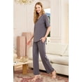 thumbnail image 3 of HEARTNICE Women Pajama Sets, Lightweight Short Sleeve Sleepwear Loungewear Top and Long Pants with Pockets,(Dark Grey,XL), 3 of 5