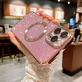 thumbnail image 2 of Magnetic Case for iPhone 14 Pro Max Glitter Case, Luxury Plating Cute Bling with Camera Lens Protector, Compatible with MagSafe, Slim Thin for Women Girls Protective Clear Phone Case, Pink, 2 of 10