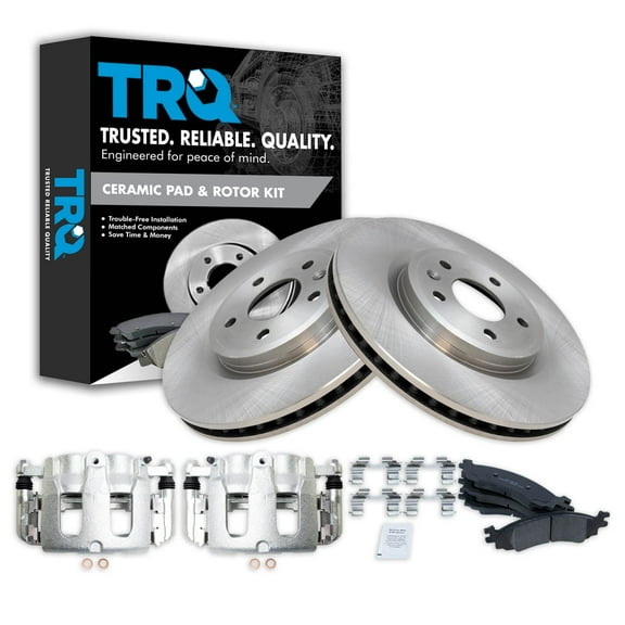 TRQ Front Brake Calipers Ceramic Pads & Rotors Fits Select 2010-2012 Ford Taurus