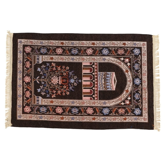 Qukaim Tapis de prière islamique musulmane de style ethnique, cadeau du Ramadan, pour homme et femme, marron foncé
