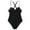 w93# Black685, variant on Wuxian One Piece Swimsuit For Women Solid Color Cross Adjustable Spaghetti Strap Halter Deep V-Neck Ruched High Waist Slim Fit Bikini Set Swimwear Tankinis Set Bathing Suits,Black,L