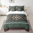 thumbnail image 2 of Manfei Green Western Aztec Bedding Comforter Set 7 Pieces for Women, Boho Mandala Square Full Bedding Set, Tribal Hippie Style Reversible Fitted Sheet Flat Sheet, Microfiber Bedroom Decor, 2 of 7