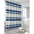 thumbnail image 3 of Navy Blue Shower Curtain, and Gray Stripe Contrast Minimalist Modern Art Waterproof Shower Curtain Set with 12 Hooks Lightweight Washable Fabric Shower Curtains for Bathroom 72x84 Inches, 3 of 6