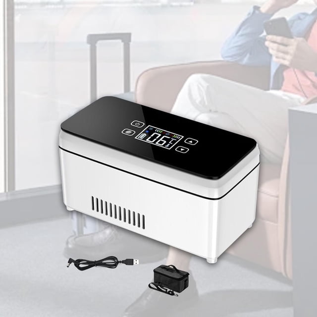 Naja de viaje de enfriador de insulina, refrigerador portátil, refrigerador de automóviles, pantalla digital, caja de enfriamiento de refrigeración Organizador refrigerado Pantalla táctil