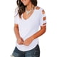 thumbnail image 5 of Camisetas de manga corta para mujer con hombros descubiertos y cuello en V profundo Ormromra, 5 of 6