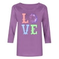 thumbnail image 6 of Fartey Plus Size Womens 3/4 Sleeve Blouses Happy Easter Crew Neck Shirts Fashion Funny Letter Graphic Tees Casual Loose Summer Tunic Tops 2025 Purple S-5XL, 6 of 6