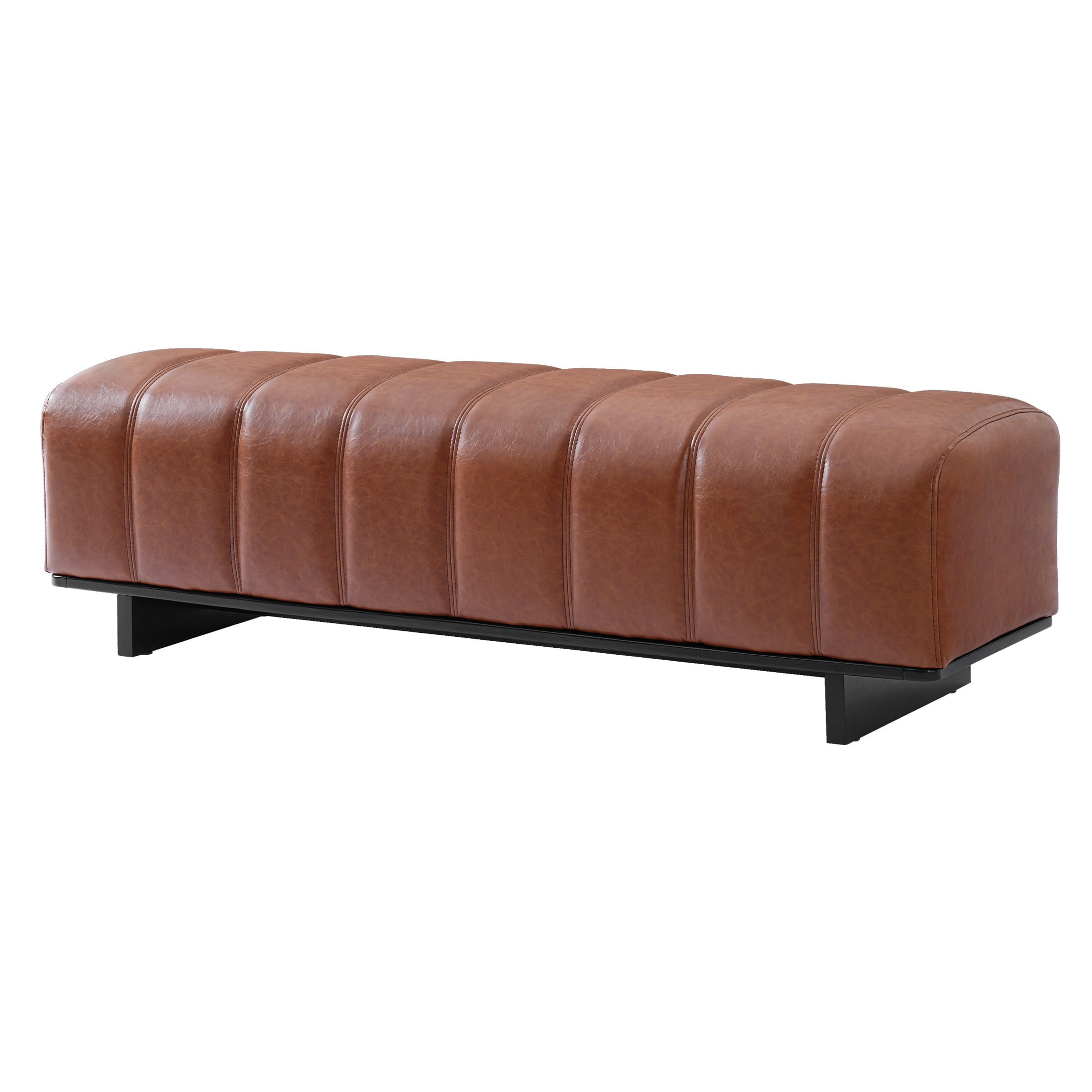 Christopher Knight Home 63.6" Modern PU Leather Dining Bench with Rubberwood Legs, Brown