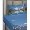 thumbnail image 6 of Ambesonne Winter Fitted & Top Sheet Set with Shams, Snow Frozen Lake Swiss, Blue Green White, 6 of 8