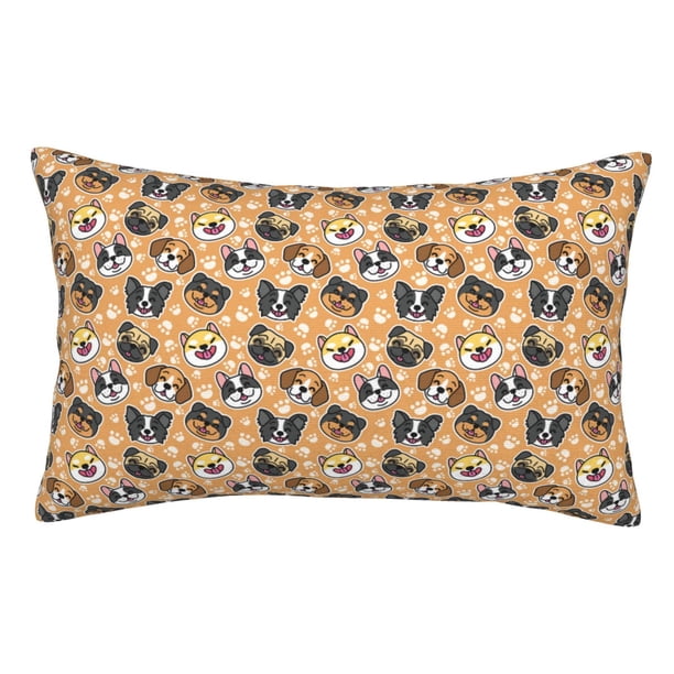 Fotbe Cute Dogs Head Funda de Almohada Decorativa Estilo Occidental, Lujo en Algodón, Fundas para Almohadas King, Cojín Estampado para Decoración del Hogar-20"x30"
