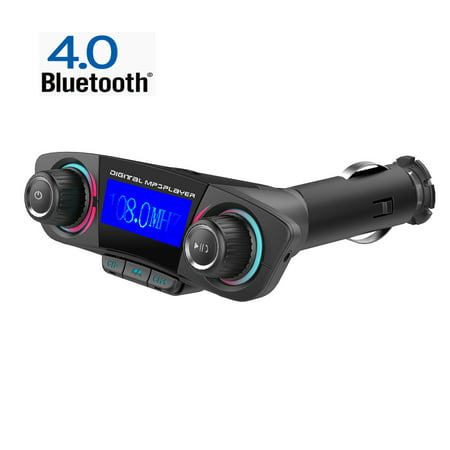 Eincar Bluetooth FM Transmitter for Car With 1.2 Inch LED Dot Matrix Screen Supports Music Transmission Bluetooth Caller Number AUX Input Output Dual USB Charing Port TF Card U Disc (Best Full Screen Caller)
