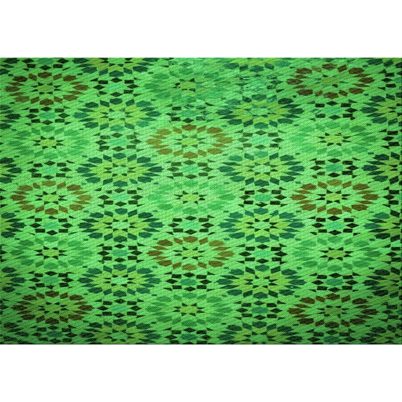 Ahgly Company Machine Washable Indoor Rectangle Transitional Green Area Rugs, 2' x 4'