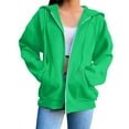 thumbnail image 5 of MESSUEN Zip Up Hoodie Women Baggy Sweatshirt for Women Long Sleeve Hoodies for Women Womens Athletic Jacket Jackets for Women Casual Women Coat Top for Women Green L, 5 of 7