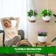 thumbnail image 6 of 3-Pack Self Watering Hanging Plant Pots with Macrame Hangers, Plastic Planters with Drainage Holes and Saucers, Indoor Outdoor Flower Pots, Includes 3 Ceiling Hooks, 7"/6"/5.5" (White), 6 of 8