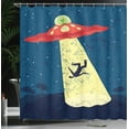 thumbnail image 4 of Ambesonne Cartoon Shower Curtain, Alien Abduction Space, 69"Wx84"L, Blue and Yellow, 4 of 5