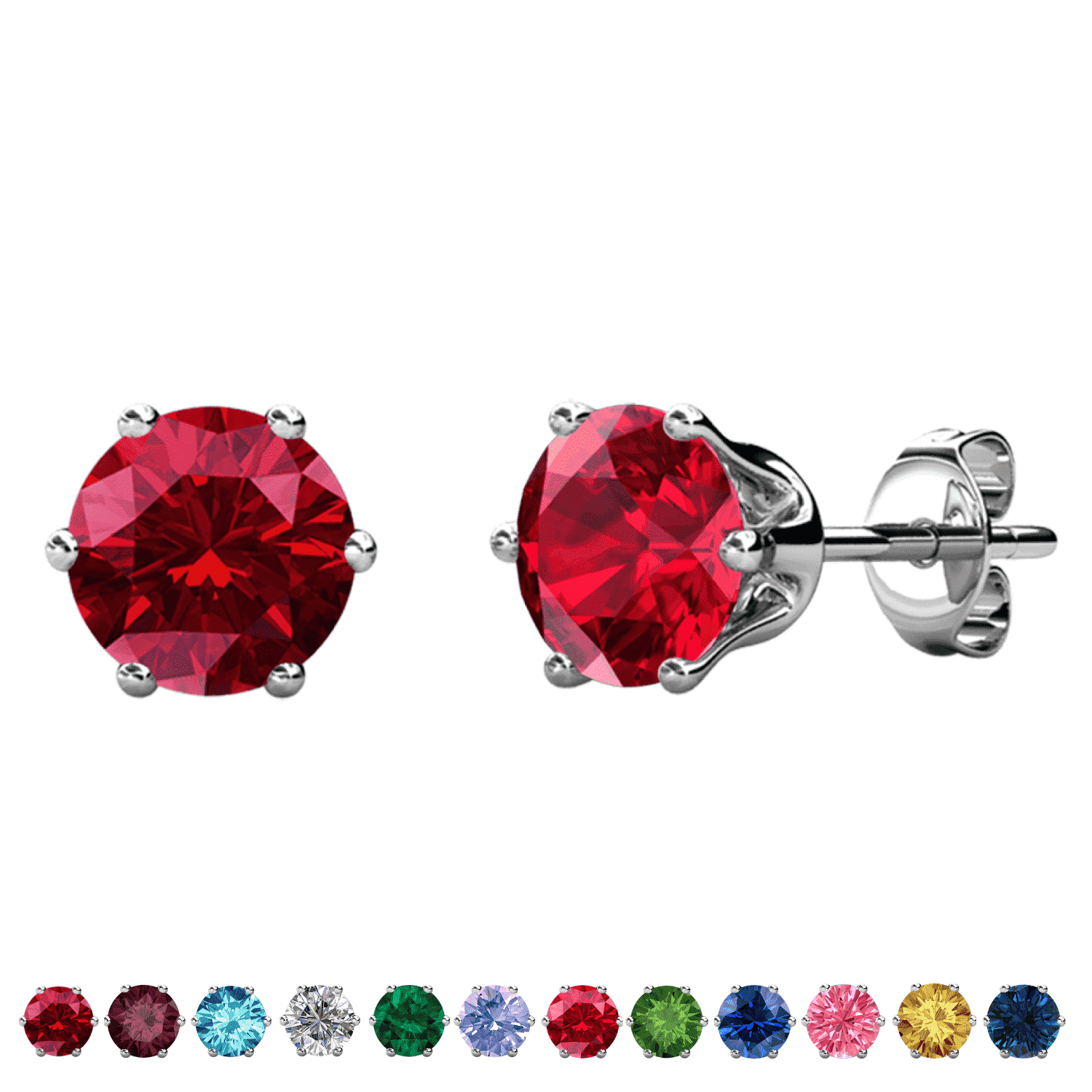 Cate & Chloe January Birthstone 18k White Gold Plated Women's Stud Earrings 1ct Swarovski Crystal