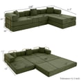 thumbnail image 6 of 108" Modular Sectional Sofa with L-Shape Chaise, Boneless Cloud Couch with Deep Seat, Sponge Compression Sofas No Assembly Required, Modern Sofa Fold-Out Sofa Bed, With Removable Backrest (Green), 6 of 11