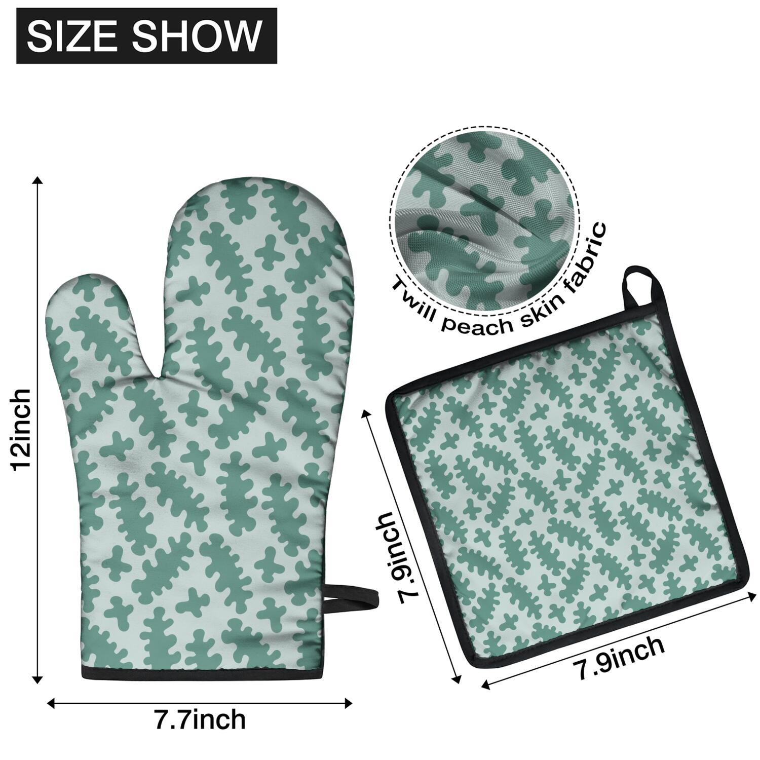 Camouflage Oven Mitts and Pot Holders Set Of 4, Heat Resistant Kitchen Gloves with Non-Slip Grip, Hanging Loop, Soft Cotton Lining for Baking, Cooking, Grilling, Barbecue