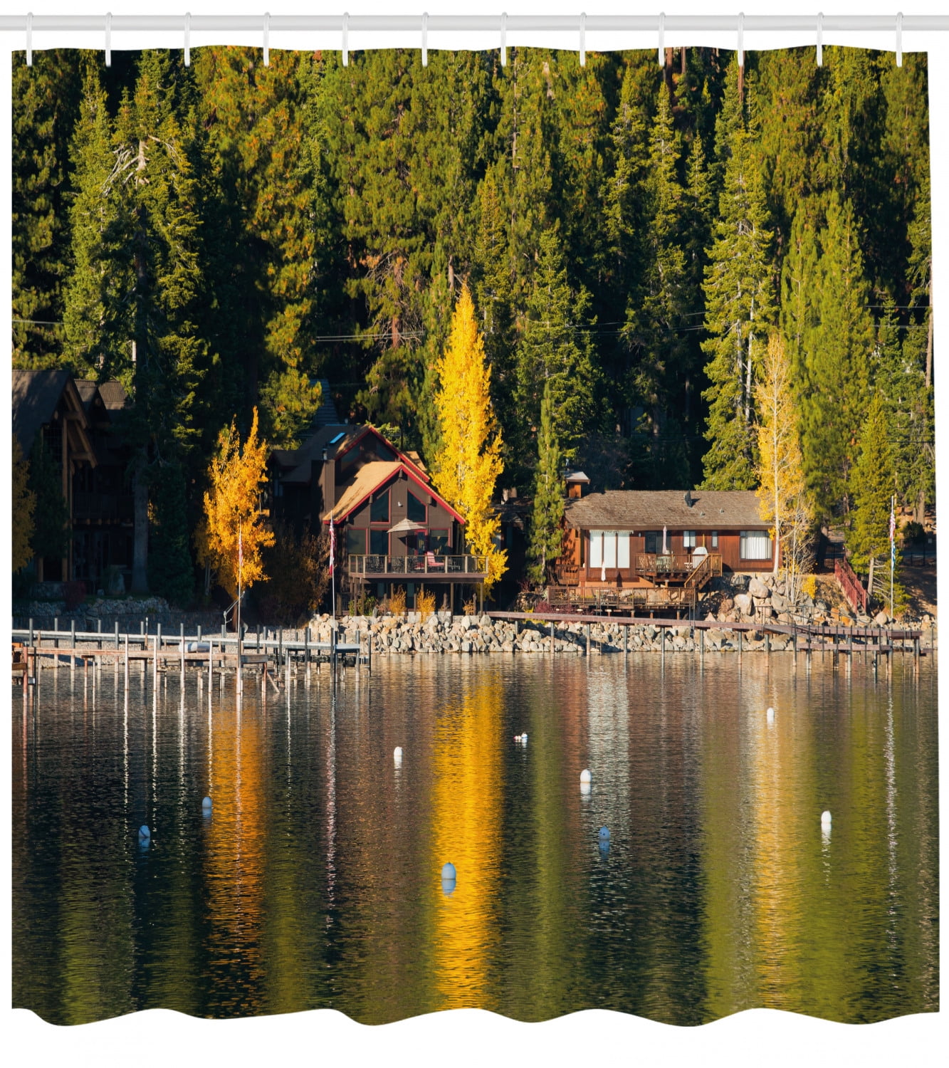 Lake Tahoe Shower Curtain Carnelian Bay Photography Log Cabin In