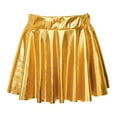 thumbnail image 3 of vastwit Kids Girls Shiny Metallic High Waist Pleated Skirt Athletic Jazz Hip Hop Dance Skater Skort Gold M, 3 of 7