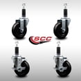thumbnail image 2 of 4 Inch SS Hard Rubber Wheel Swivel 1-1/8 Inch Expand Stem Caster Set 2 Brakes, 2 of 2