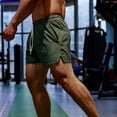 thumbnail image 2 of Men's Performance Athletic Shorts with Moisture Wicking Fabric and Side Slits Featuring Elastic Waist and Drawstring Army Green XXL, 2 of 6