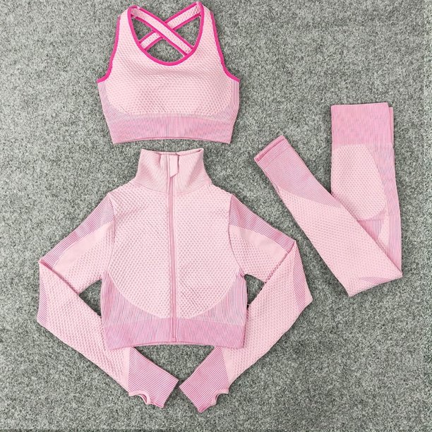 Conjunto de yoga de punto sin costuras para otoño e invierno, conjunto sexy de tres piezas para fitness y caderas de Lulu